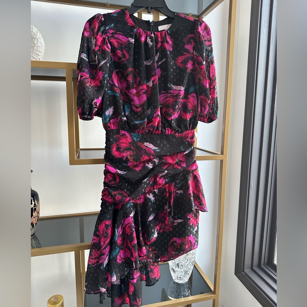 New Chelsea 28 Floral Black and Pink Dress
